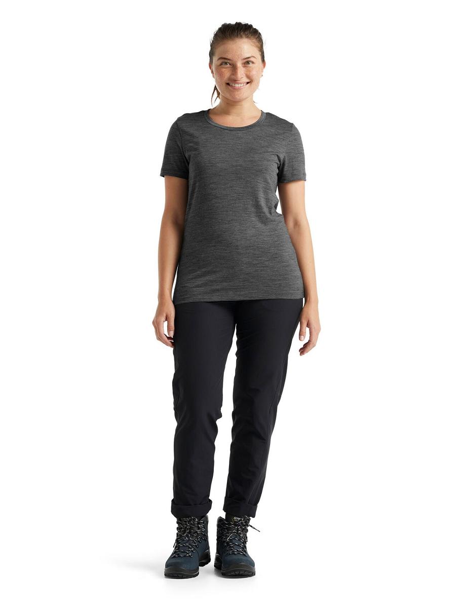 Women's Icebreaker Merino Tech Lite II Short Sleeve T Shirts Gritstone Heather | CA 1368MQZA